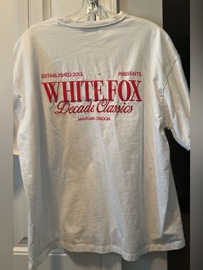 White Fox Boutique White Tee with Red Logo